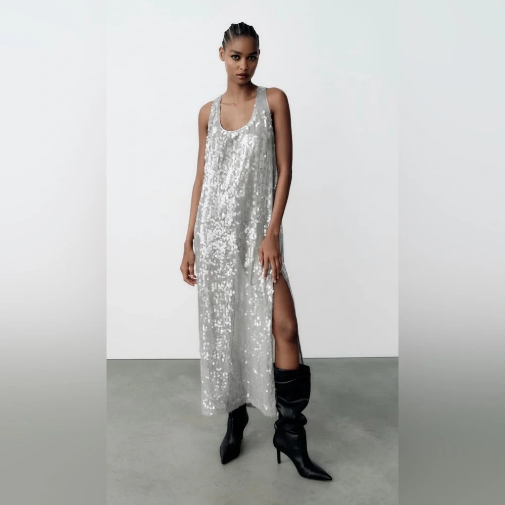 NWT ZARA SEQUIN DRESS - Picture 3 of 11